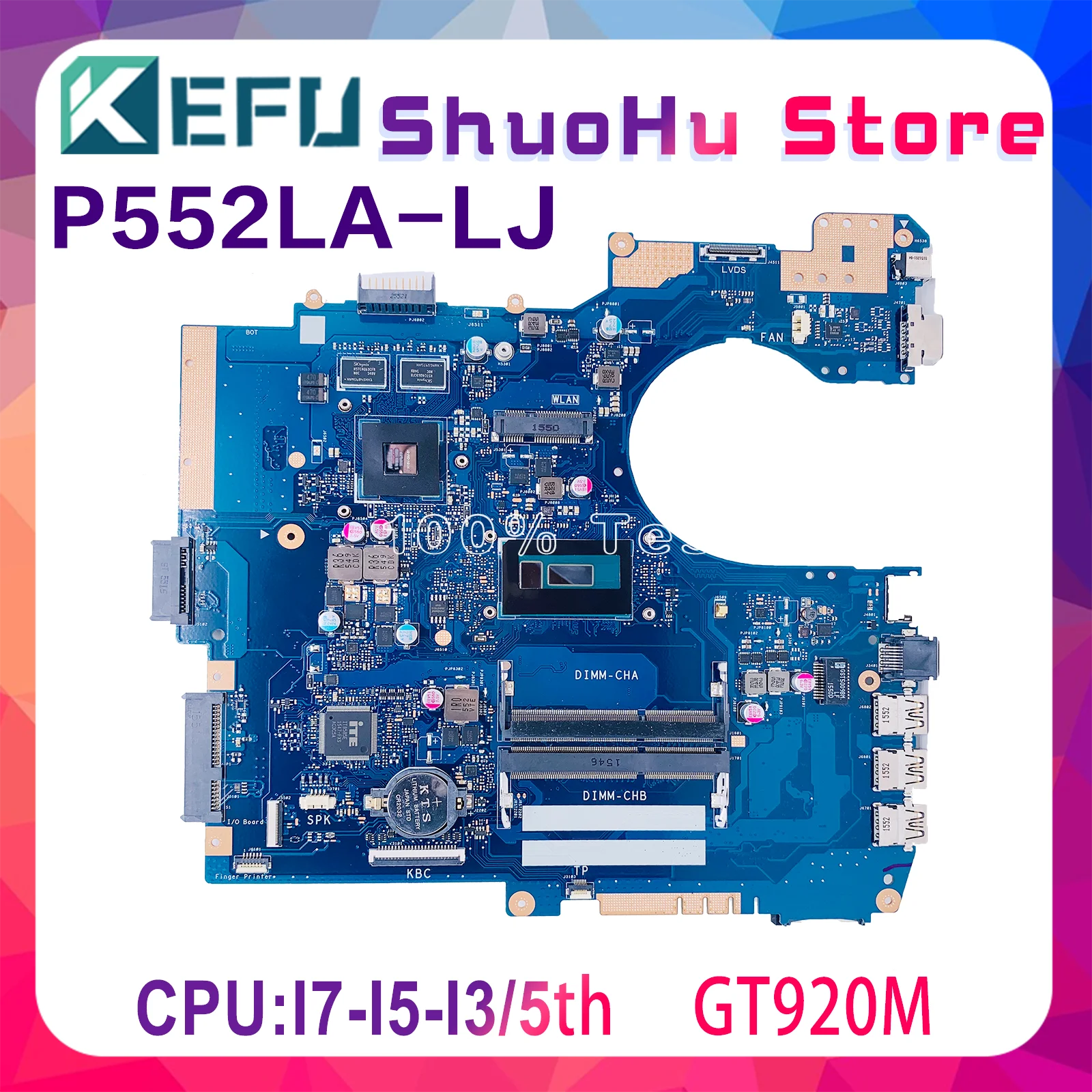 KEFU P552LJ Notebook Maintherboard For ASUS PRO552LJ P552LA P552L Laptop Motherboard I3-5005U I5-5200U I7-5500U GT920M 100% Test