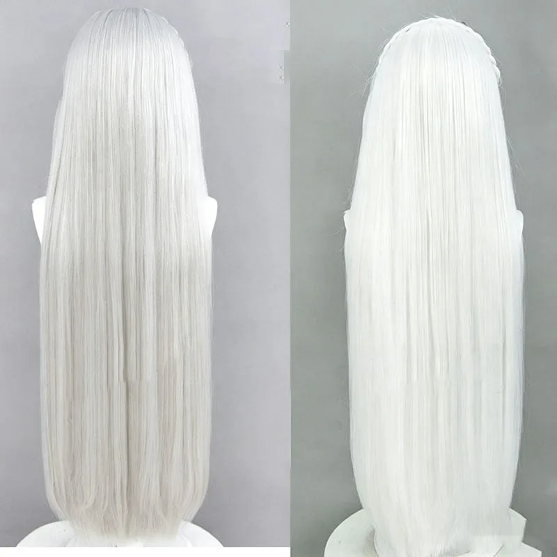 Anime Re:Zero Emilia Cosplay Wig Silver White Long Natural Looking Synthetic Hair Headwear For Women Men Halloween Costume Party view 5