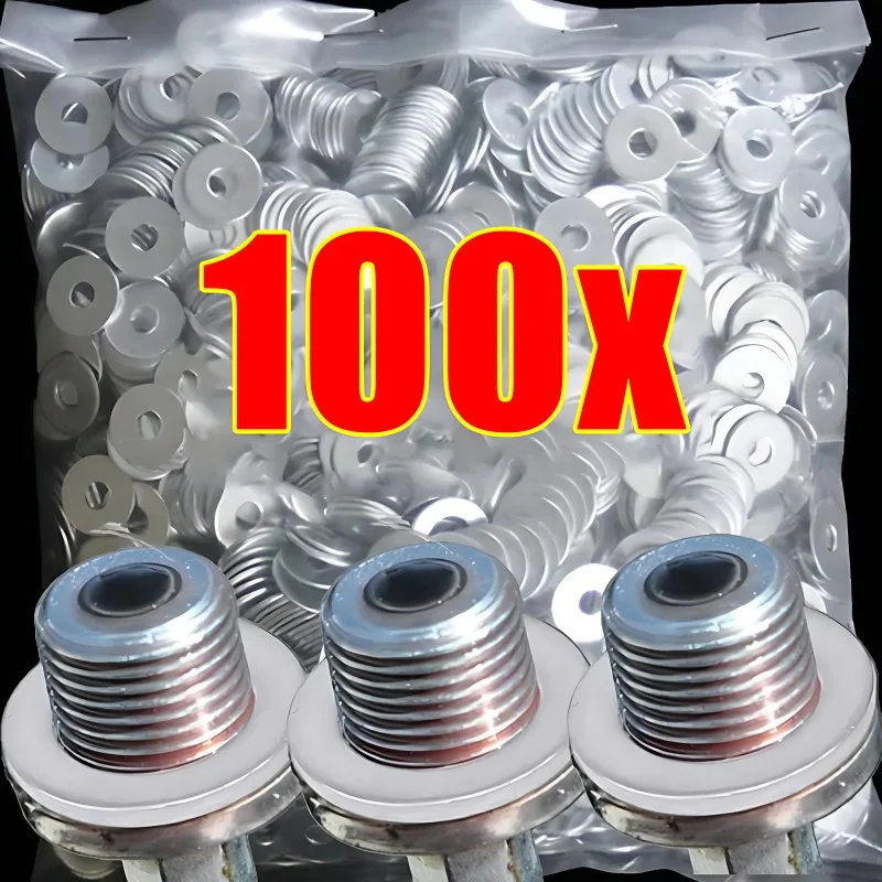 14mm Aluminum Oil Drain Plug Crush Washer Set Non-Slip for Lasting Sealing Car Exterior Accessories for Oil Change Compatible