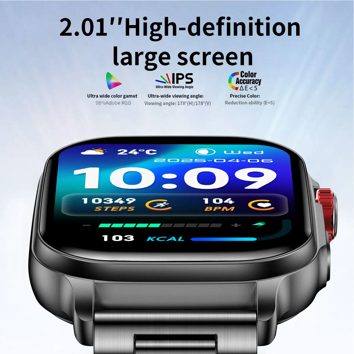 2026 Neue Smartwatches 2,01" AMOLED HD-Bildschirm 1400mAh Akku Bluetooth-Anruf IP68 Wasserdicht Smartwatch für Damen für Android iOS – Detail 3