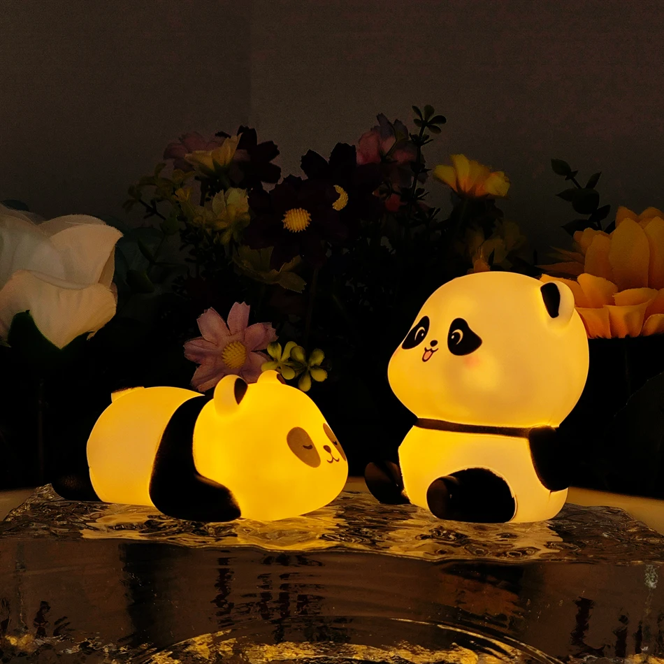 Simpatica lampada da notte per dormire con panda per la decorazione del comodino, lampada da notte per bambini, regalo di compleanno per bambini, illuminazione ambientale