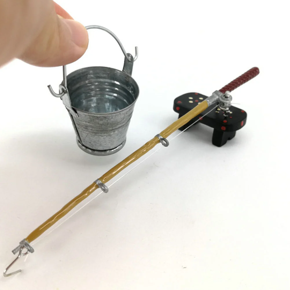 Toy Simulation Fishing Tackle Child Outdoor Decorations Educational Plastic Dollhouse Miniature Kids