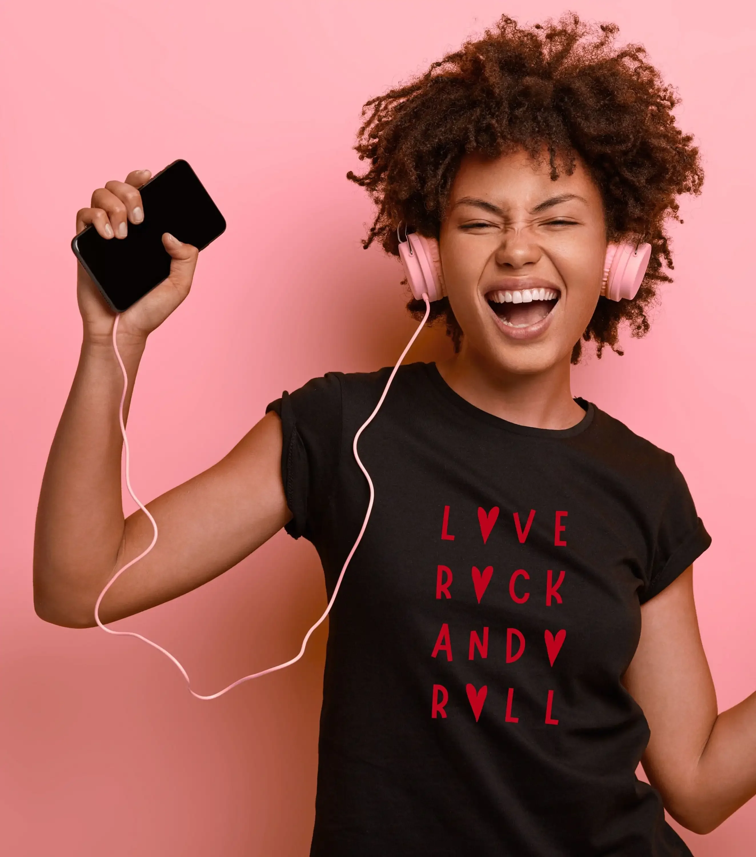 Love Rock And Roll T Shirt Red Hearts Music Lover s for Musicians Bands Quote Singer Guitarist Drummer Bassist