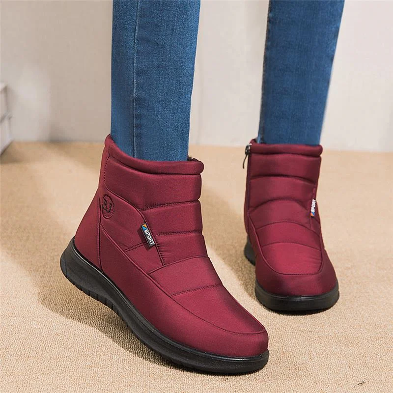 Bottes de neige imperméables pour femmes, chaussures en fourrure, bottes à plateforme avec fermeture éclair, bottes de rinçage douces, bottes en peluche pour femmes, chaussures d'hiver