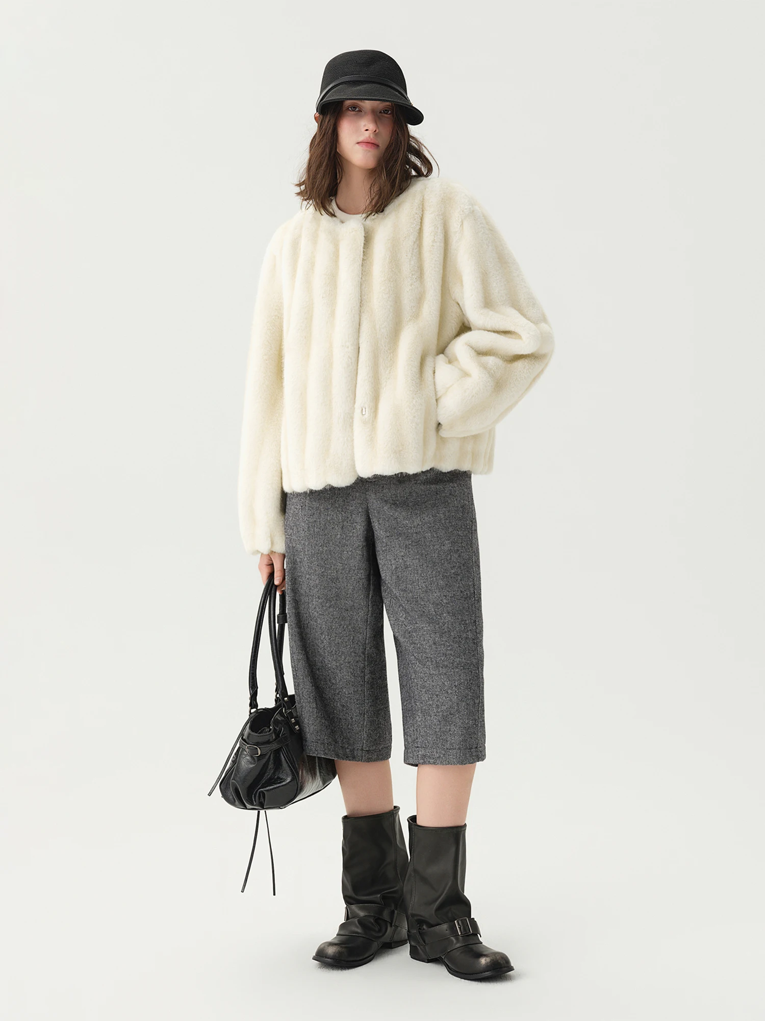 DUSHU Women Suit Curved Wide Leg Casual Pants 2026 Winter Fashion Temperament Loose Cropped Trousers Ladies Elegant Office Wear