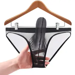 Homem panites saúde gelo seda suave bainha u pouch briefs roupa interior sexy