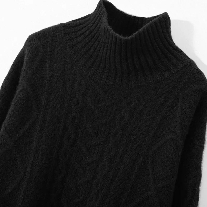 2023 Hot Sale Autumn Winter New 100% Pure Cashmere Sweater Turtleneck Women\'s Thicken Warm Female Loose Large Size Knit Jumper