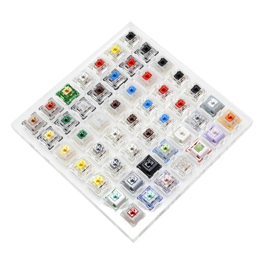 Gateron switch tester with acrylic base blank keycaps with Azure Dragon Oil King Magnetic Jade Brown Yellow Silver White Switch