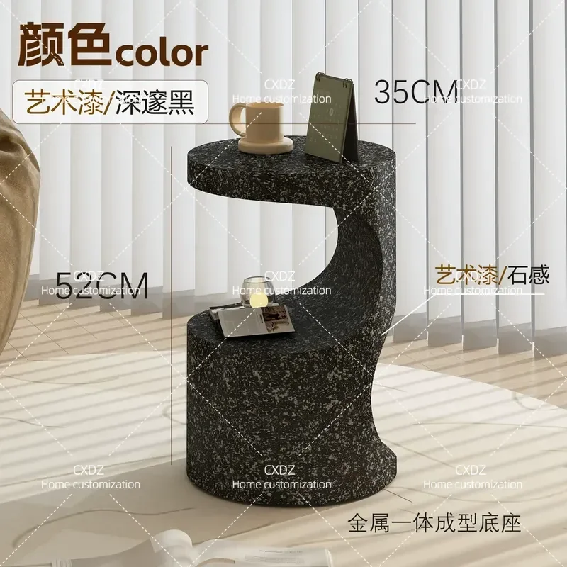 Light luxury wrought iron sofa side few household living room small coffee table bedroom cream bedside table Japanese corner