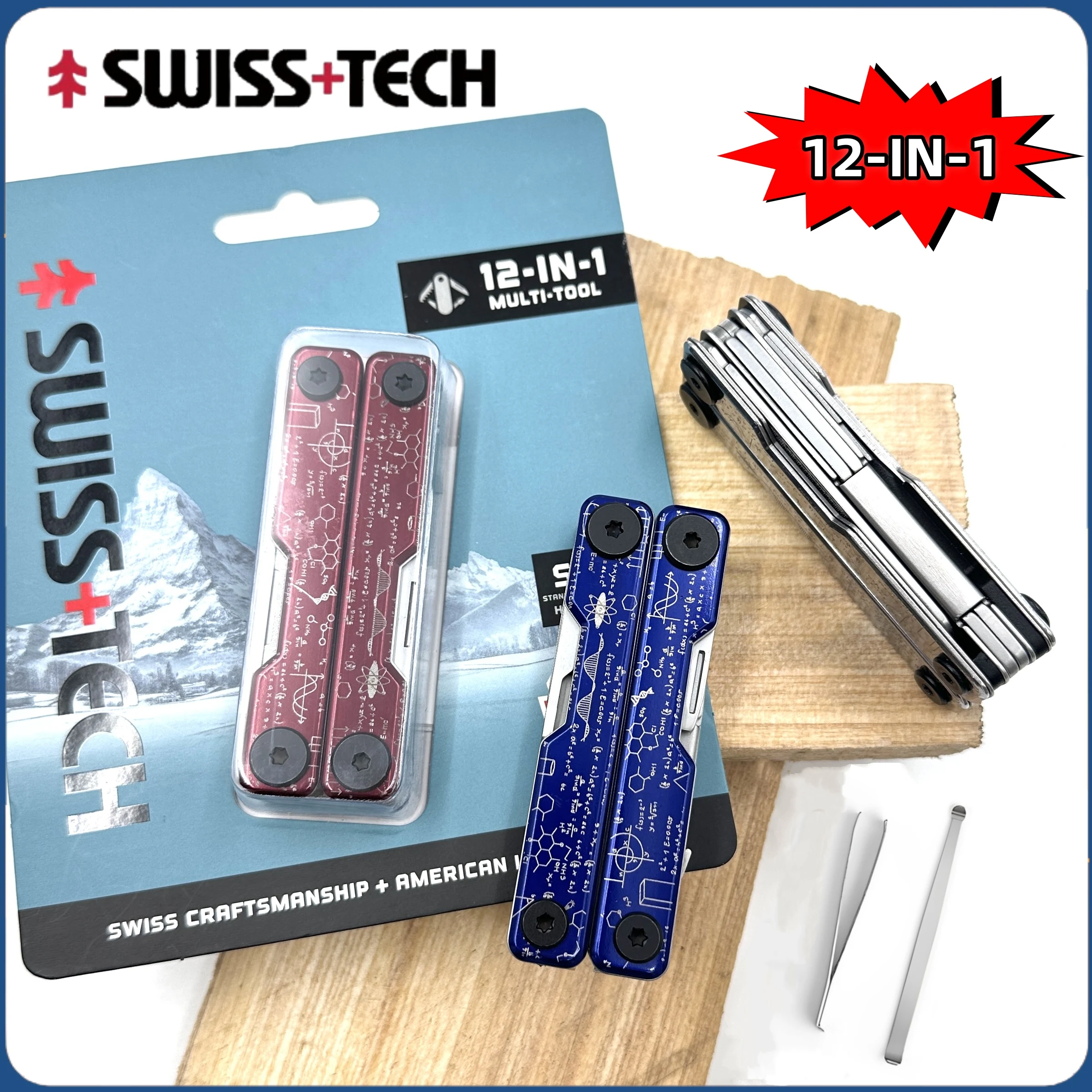 스위스 테크 12 IN 1 코코넛 크랩 멀티 도구 접이식 가위 EDC 야외 장비 캠핑 휴대용 비상 조합 도구