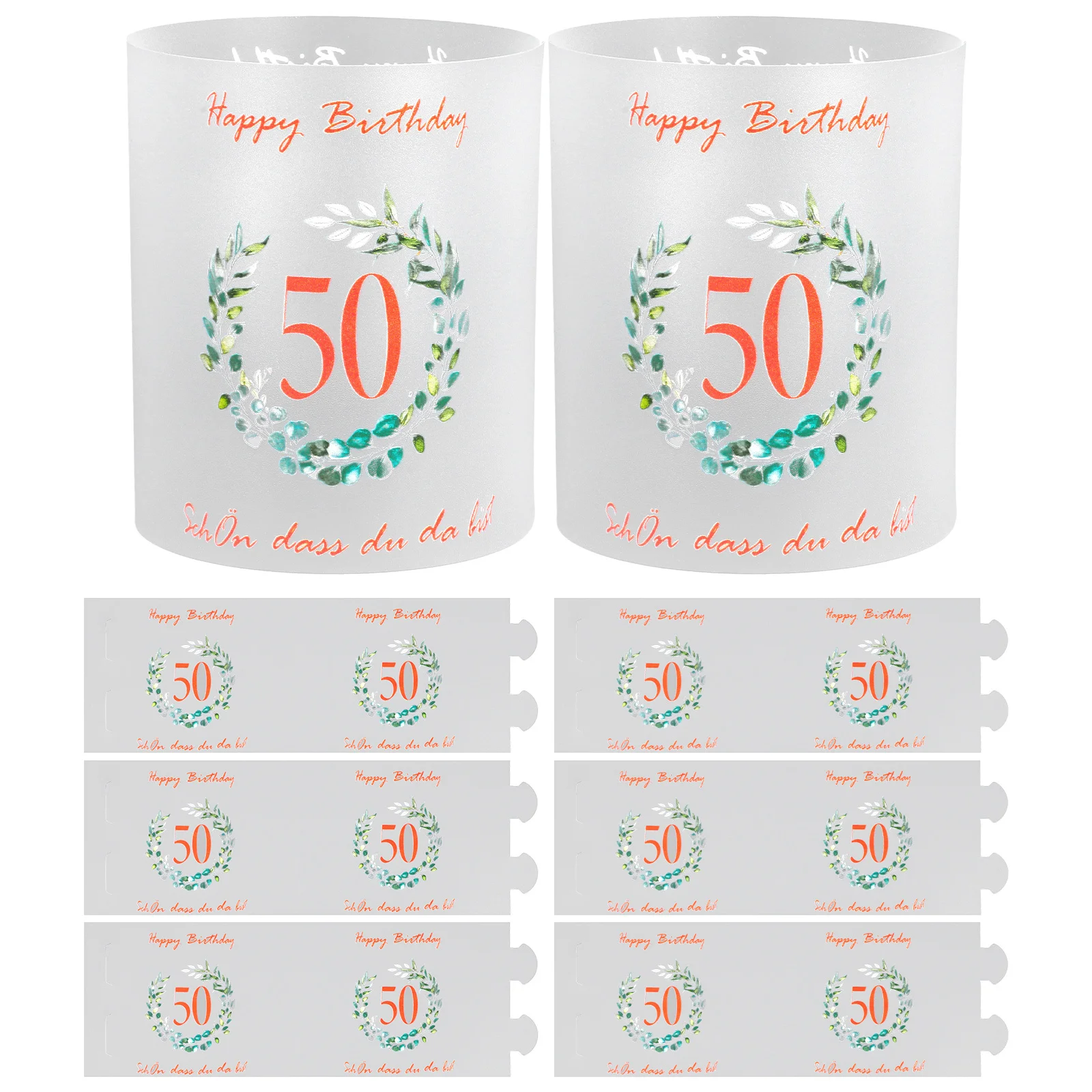 8pcs Birthday Lamp Shades Pvc Windproof Plastic Cylinder Covers For Tea Light Candles Decorative Desktop Lighting