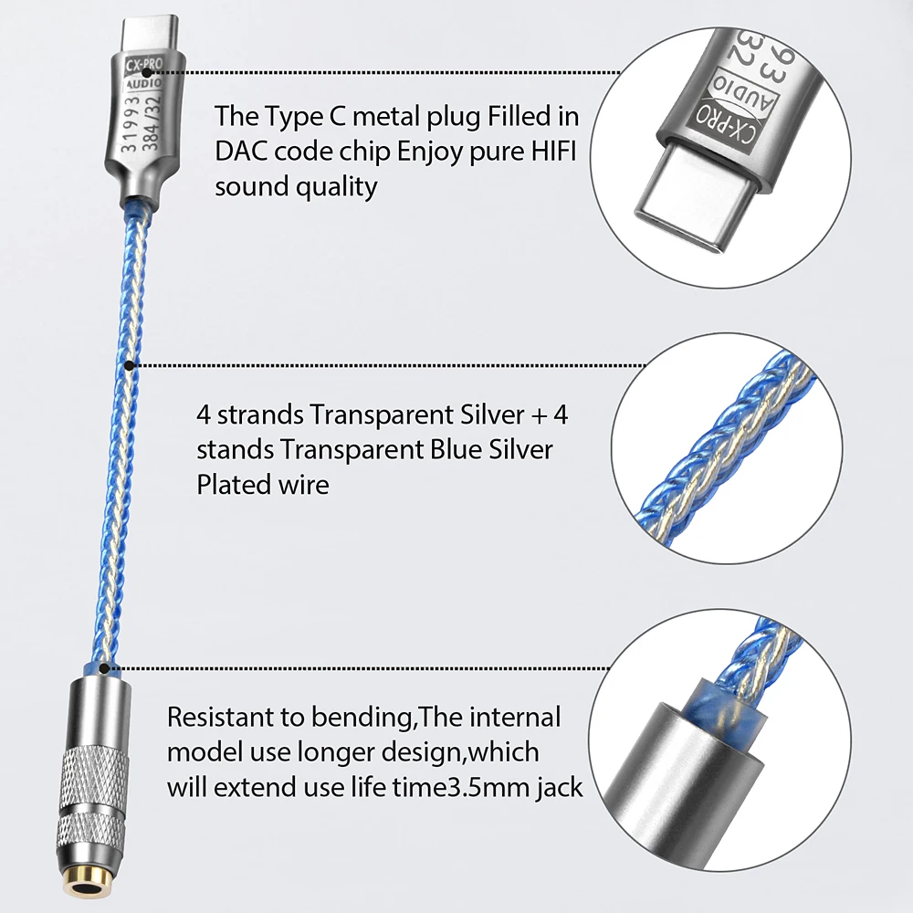 Conexant cx dac CX31993 pro USB Type C Earbuds CX-PRO DAC Headphone Amp with 3.5mm for iPhone 15 plus max Samsung