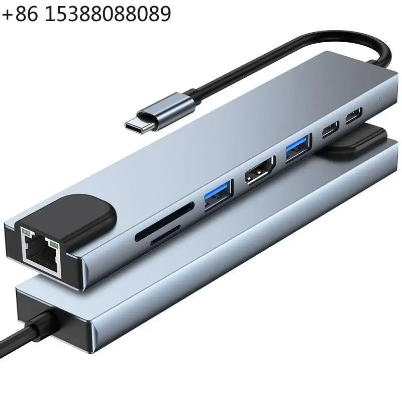 8-In-1 USB-C docking station USB 3.0 PD hub for charging MacBooks and other devices Ethernet HDMI 4K TF/SD card reader(1pcs)