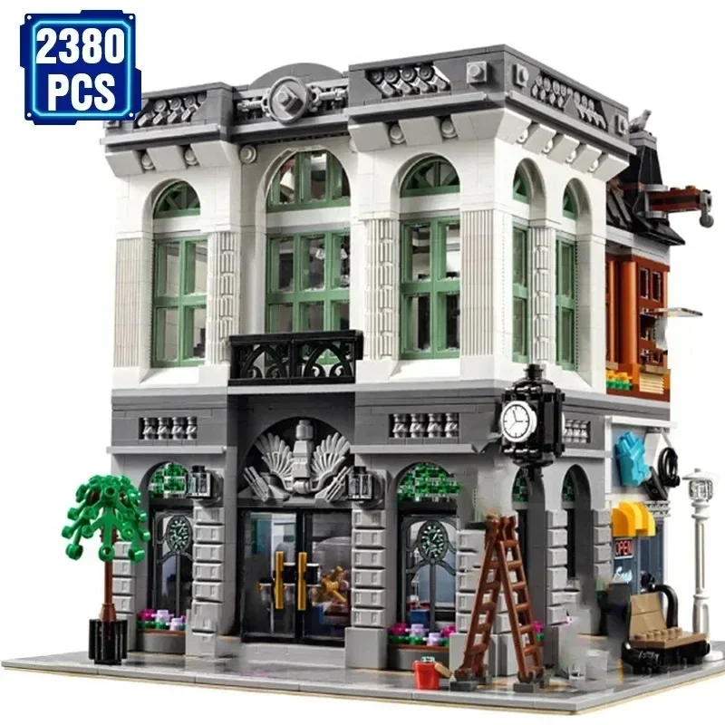 2024 new  Street Views Architecture Brick Bank Model Building Blocks Moc Toy Compatible 10251 Adult Kid Birthday Toys Gifts