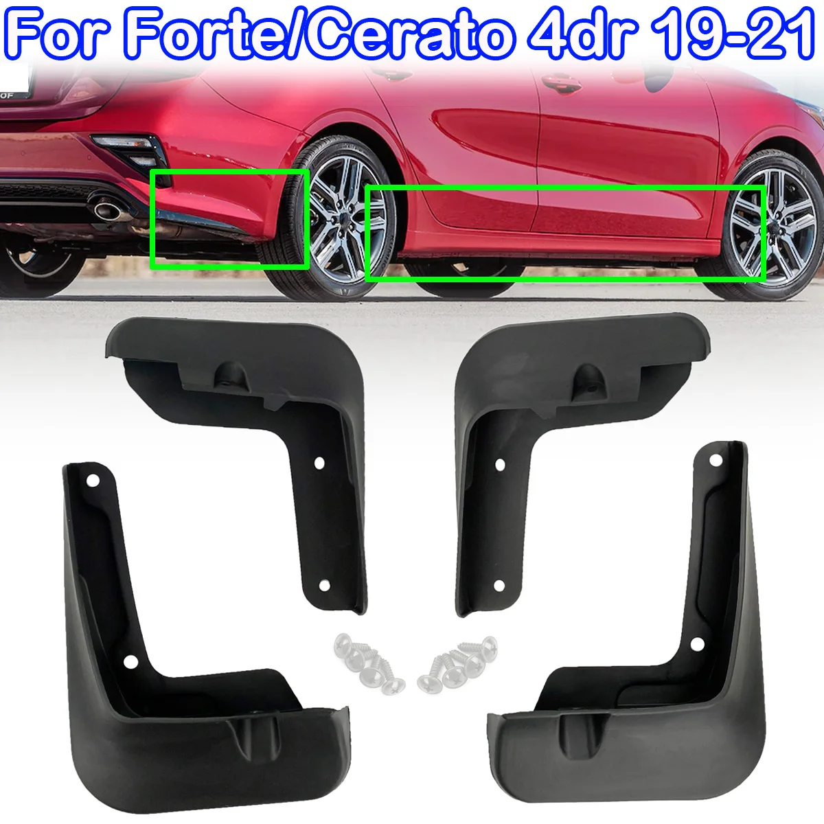 

4pcs Set For Kia Forte Cerato K3 BD 2019 2020 2021 Fender Mud Flaps Splash Guard Flap Mudguards Accessories Front Rear