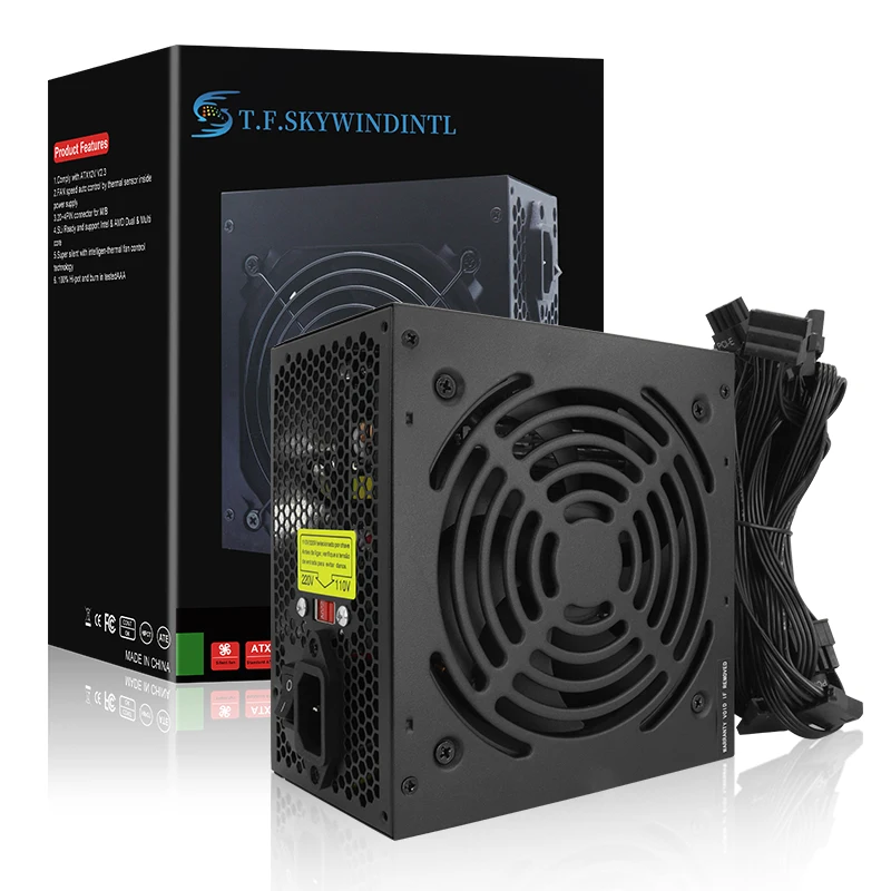 T.F.SKYWINDINTL 600W Gaming Gold ATX Power Supply PC For Computer