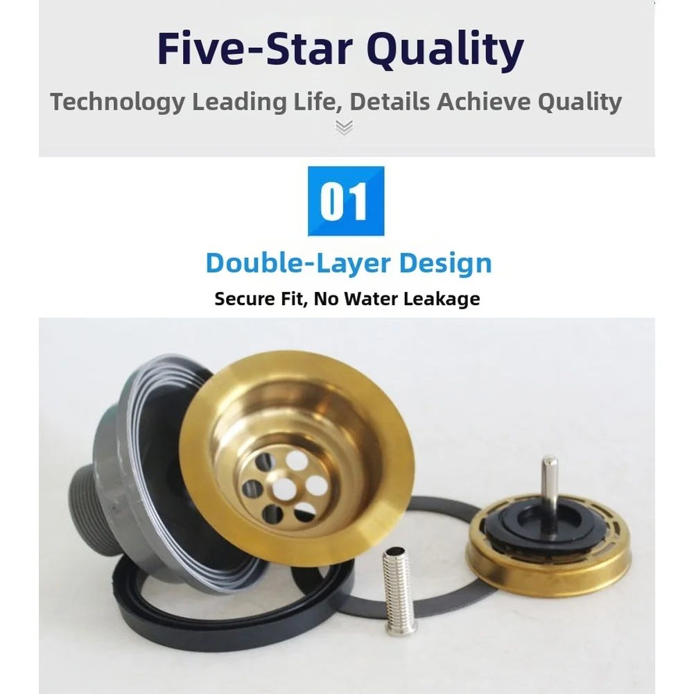 304 Stainless Steel Drain Strainer Featuring Rose Gold PVD Coating and Double Layer Build for Sink Cutouts 83mm 95mm