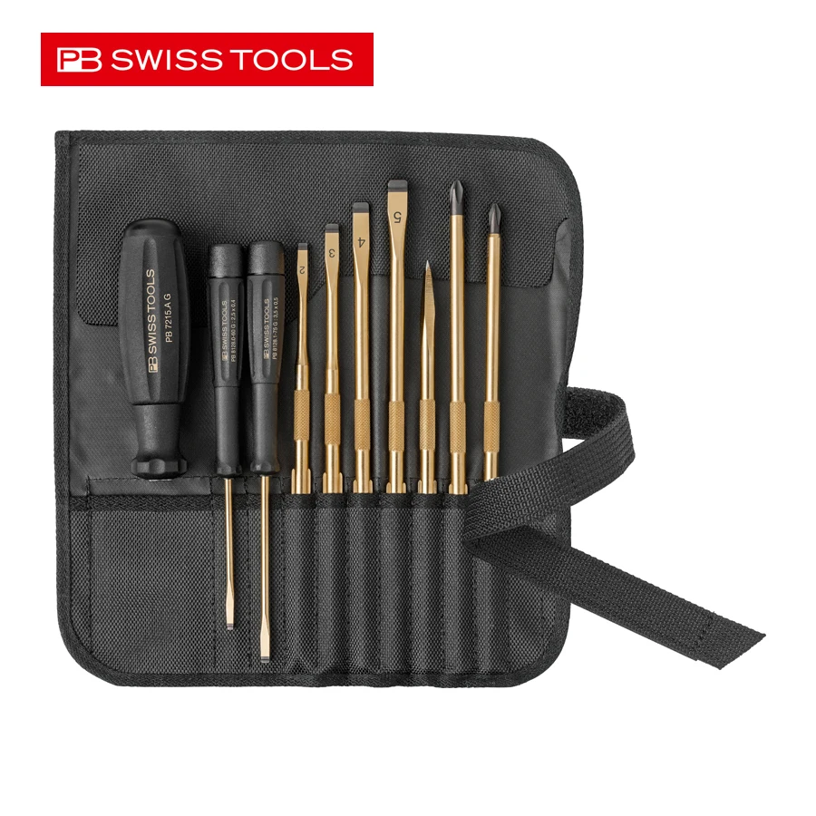 PB SWISS Gold Plated Screwdriver Set 145th Anniversary Limited Edition Screwdrivers with Tool Bag 8218.G 145 Y