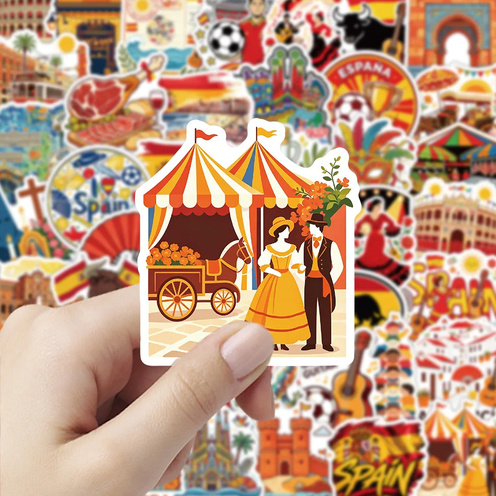 50PCS Cool Spain Travel City Landscape Stickers Beautiful Scenery Decals  DIY Luggage Guitar Bike Phone Waterproof Stickers