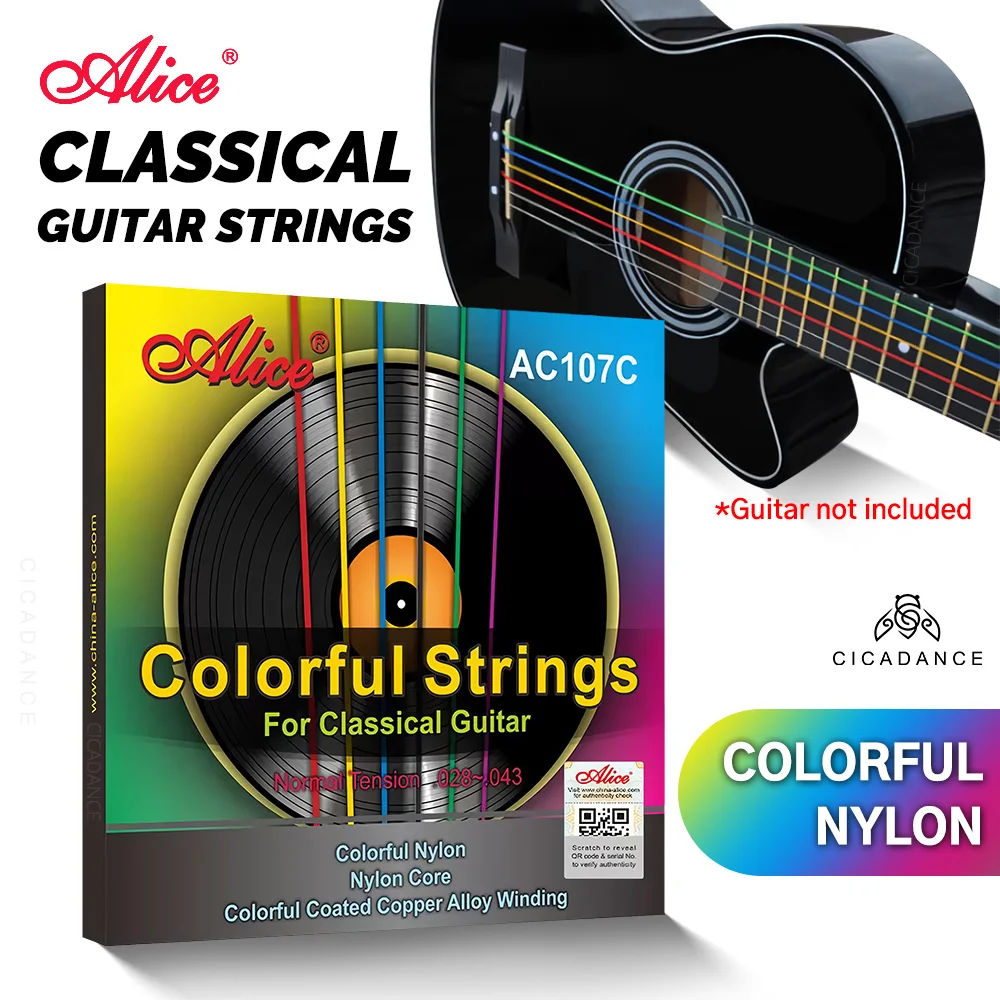 Classical Guitar Strings Colorful Anti-rust Coating Unique A Set of Six High-quality Nylon Crisp Bright Sound Comfortable To Pla