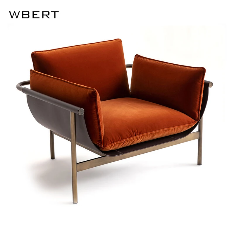 WBERT Italian Luxury Fabric Leisure Chair Single Vip Armchair  Modular Design Living Room Dining Bedroom Home room armchair