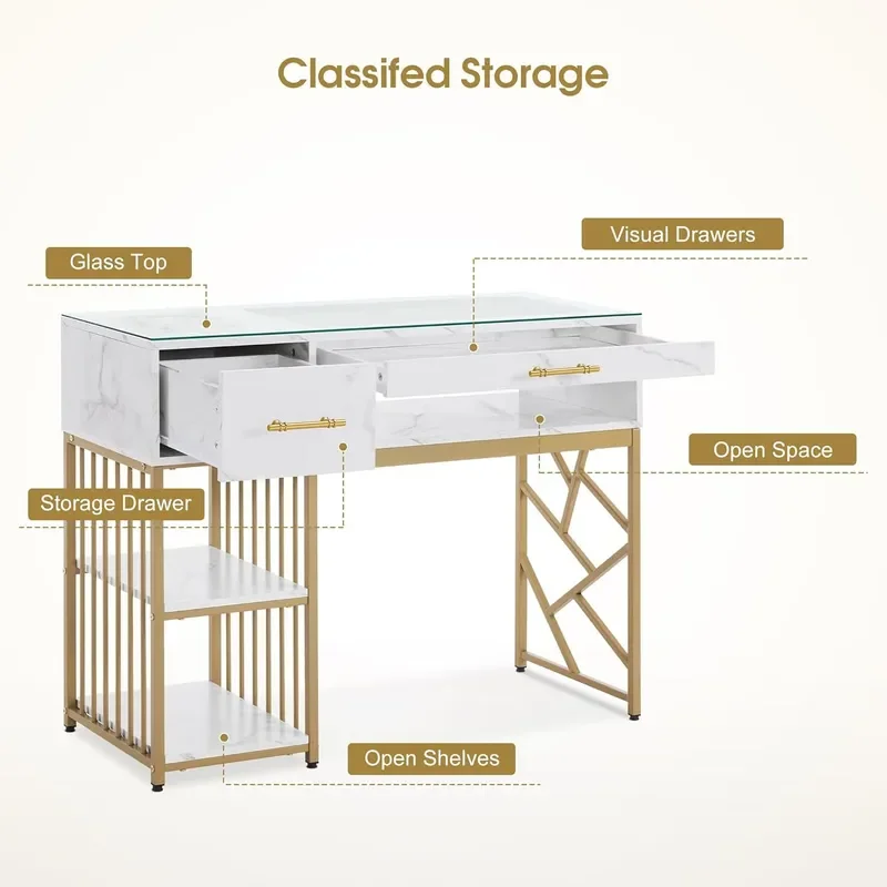 Factory custom simple drawer manicure table marble glass countertop manicure table multi-layer storage manicure table