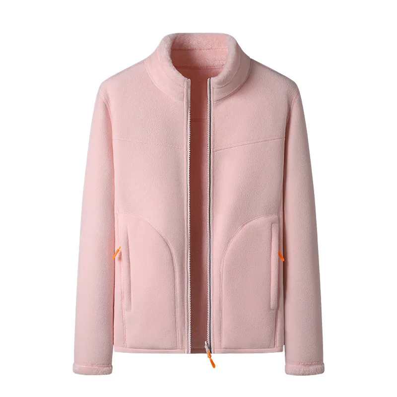 Double-Sided Fleece Jacket Women Winter Thicked Coral Sportwer Running Camping Hiking Skiing Baser Layer Warm Tops