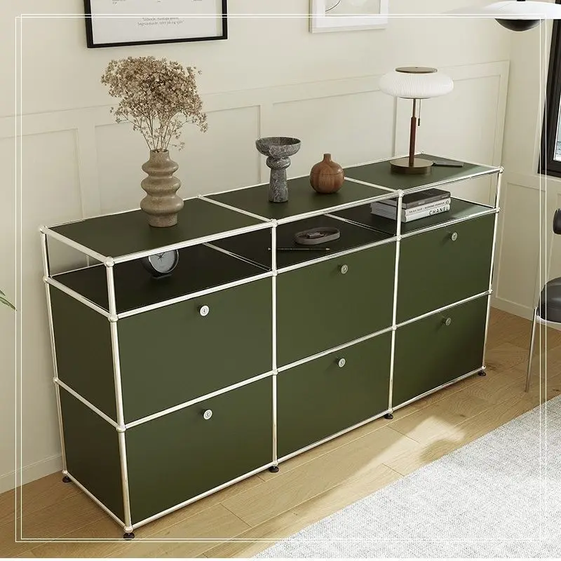 Modern USM Stainless Steel TV Cabinet Storage Module Combination Sideboard Cabinet Living Room Chest of Drawers, Olive Green