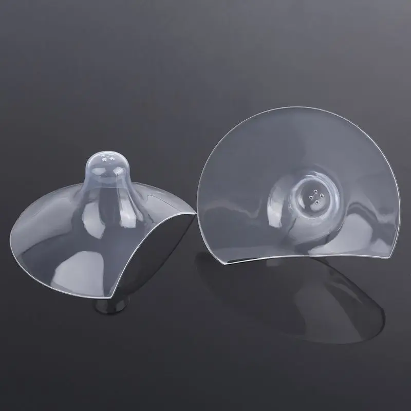 2Pcs Ultra-thin Soft Silicone Nipple Shield Protector Baby Breast Milk Feeding Conical with Carrying for Case W3JF