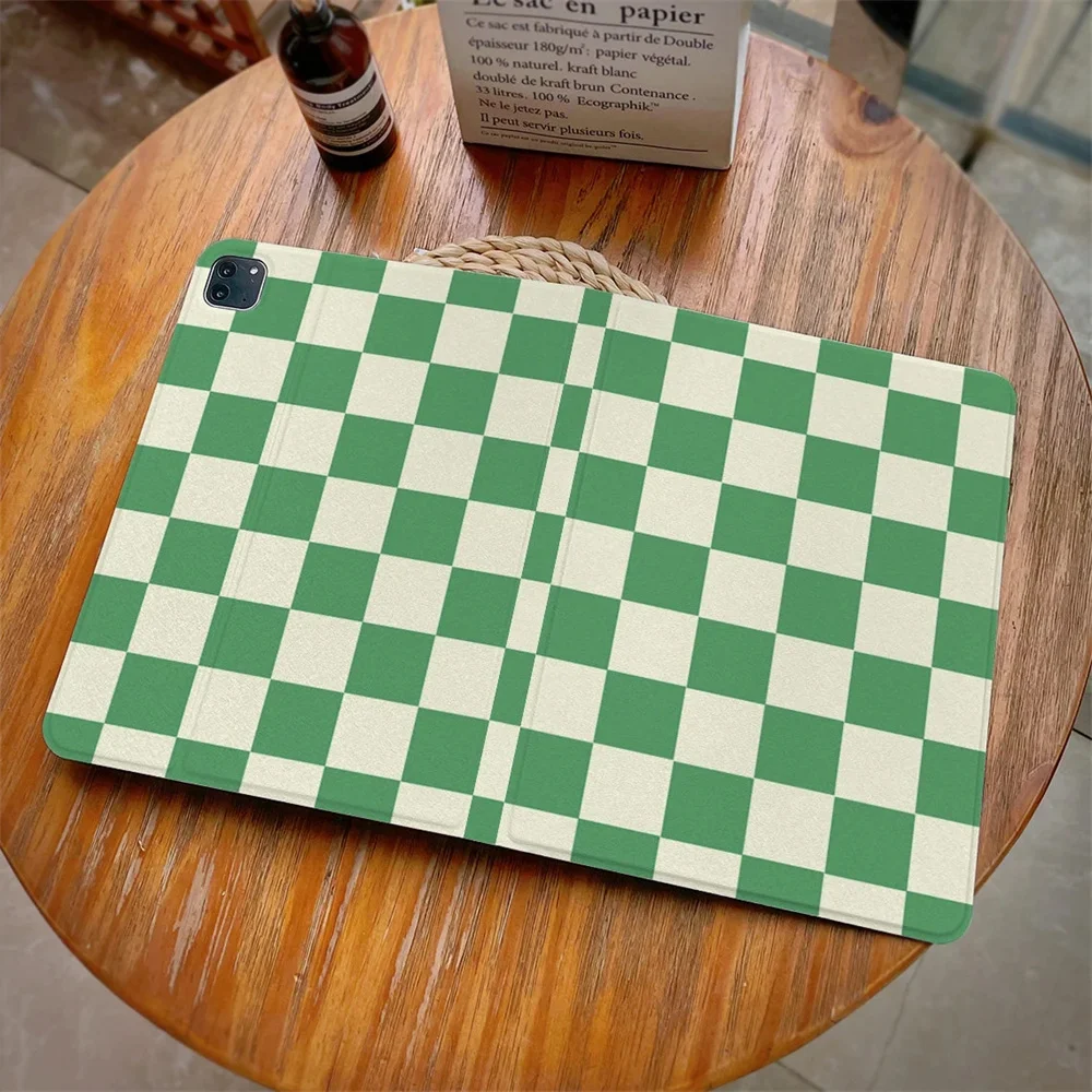 Green Checkers Print ipad case For Air 4 iPad Pro 11in 2020 10.5 With Pencil Holder 10.2 8 7th 12.9 2020 Mini 4 5 6 Case Cover