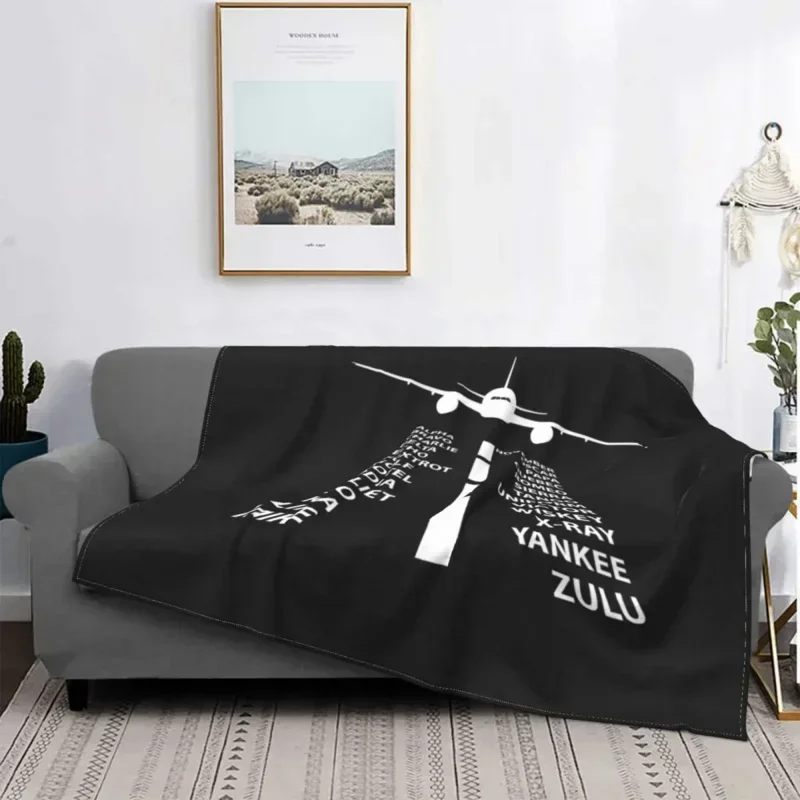 Phonetic Alphabet Pilot Airplane Aviation Gift Blankets Warm Flannel Aviator Air Fighter Throw Blanket for Bed Couch Bedspread