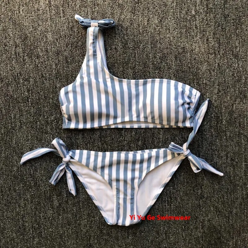 

Fre Stripe Bikini One oulder Tie Dye Swimming Suit with Chest Pad No Steel Support Vv Brand Sport Fitn Fan Gear