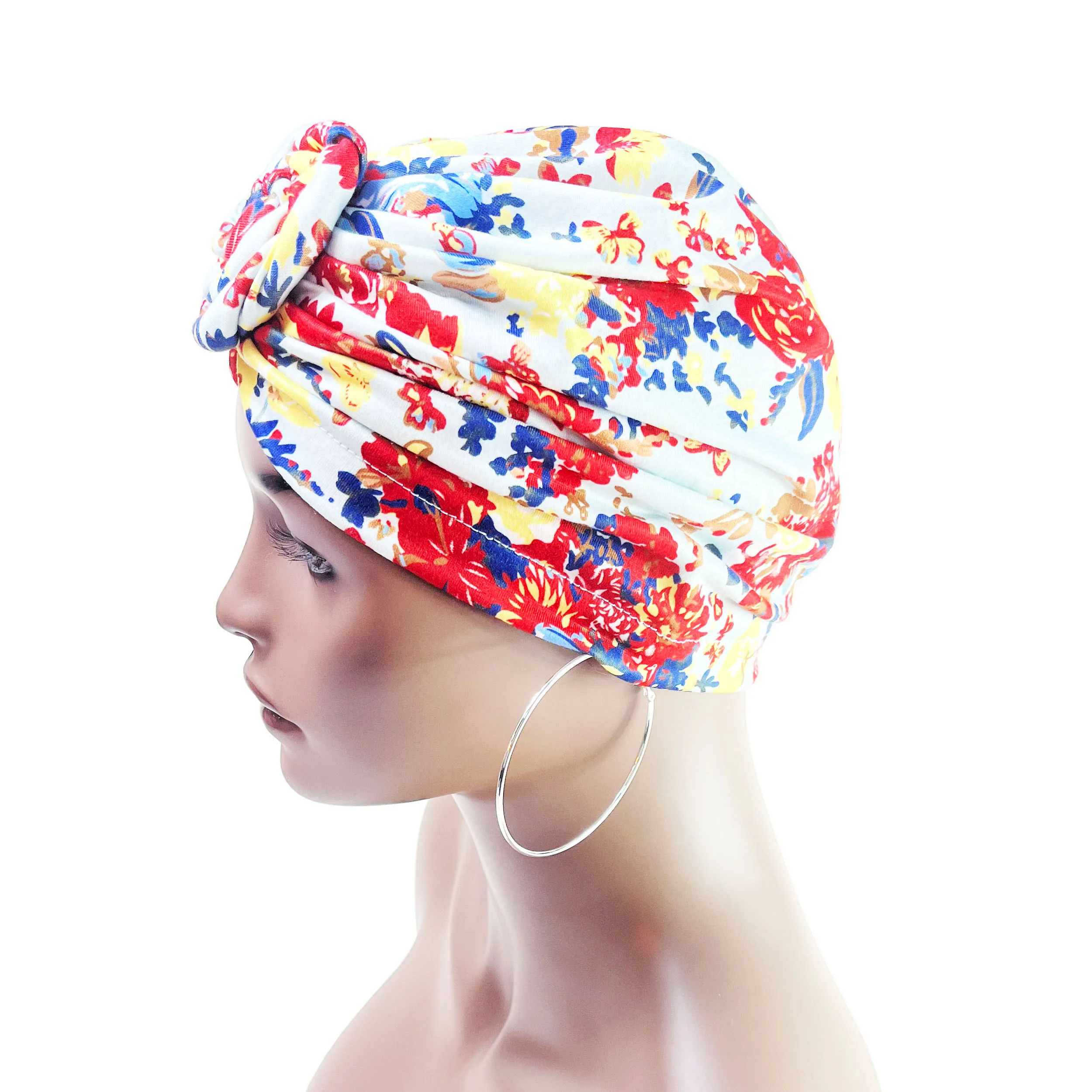 Turbans For Women Flower Printing Women Party Head Wrap Cap Fashion Scarf