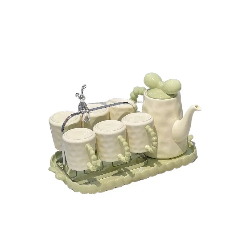 Cream wind drinking cup household set living room high-end ceramic cup cup holder tea set