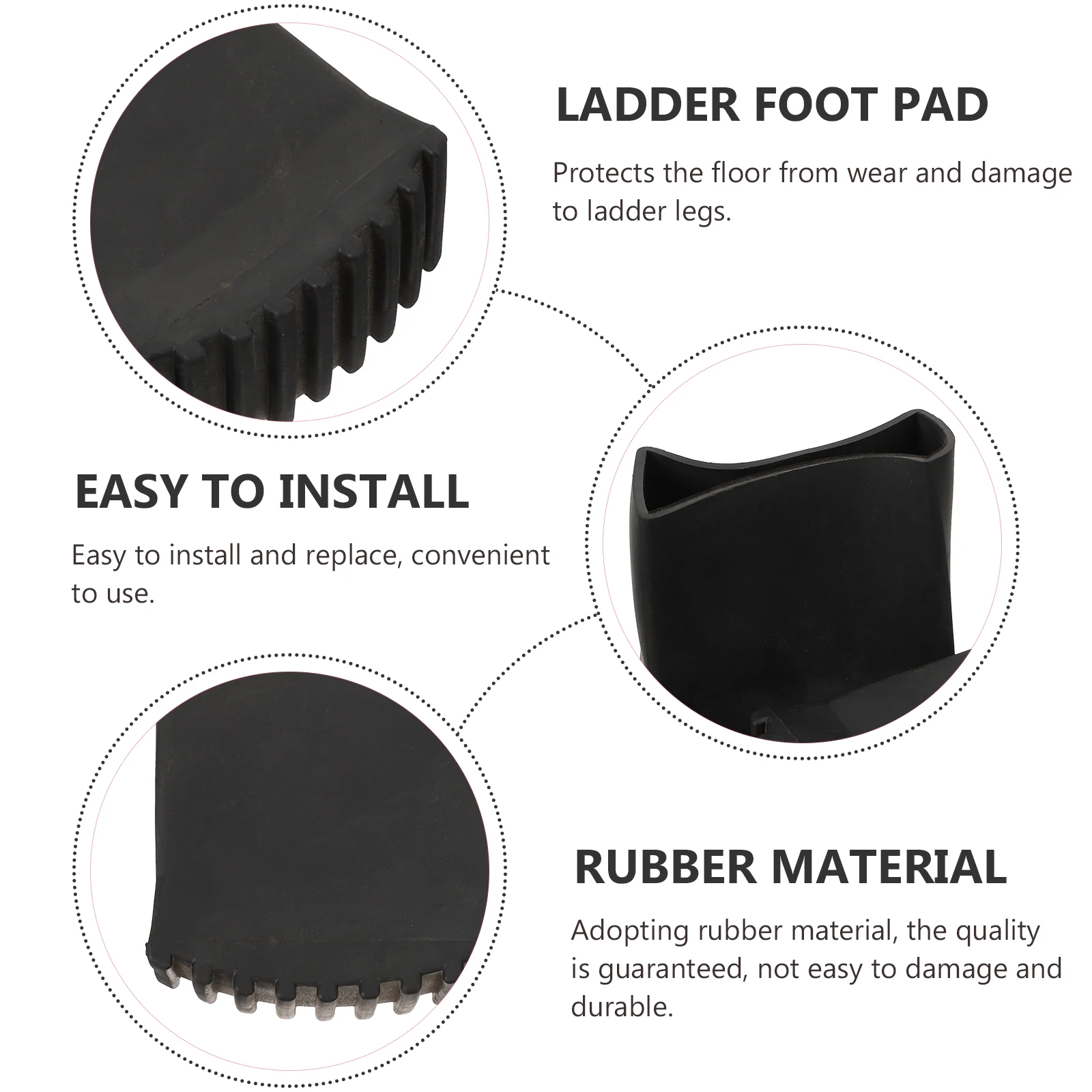 

2pcs Anti-Slip Ladder Feet Rubber Caps Cushion Pads Protective Covers Replacement Safe Stabilizer Durable Construction Tools
