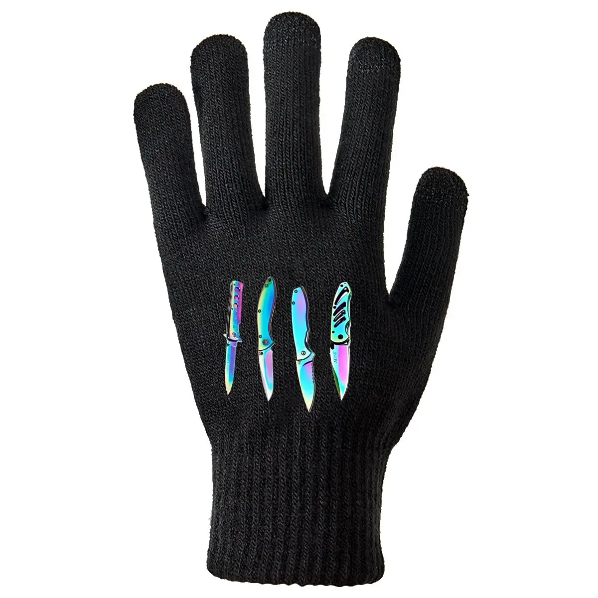 

Красочные ножи с графическим рисунком, зимние противоскользящие теплые перчатки для пеших прогулок