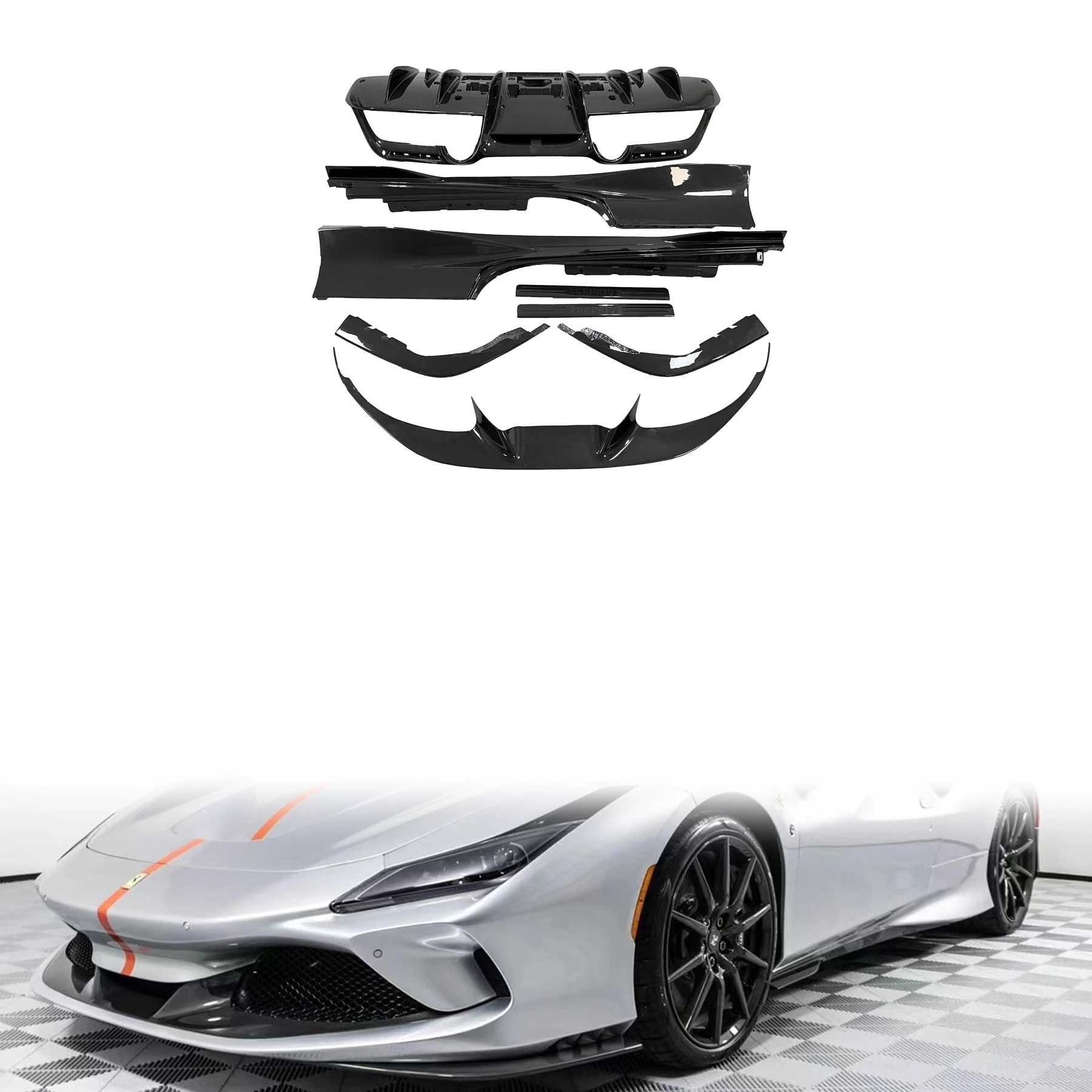 FORFerrari F8 Auto Parts OEM Style Dry Carbon Fiber Body Kit Automotive Accessories ForFerrari F8