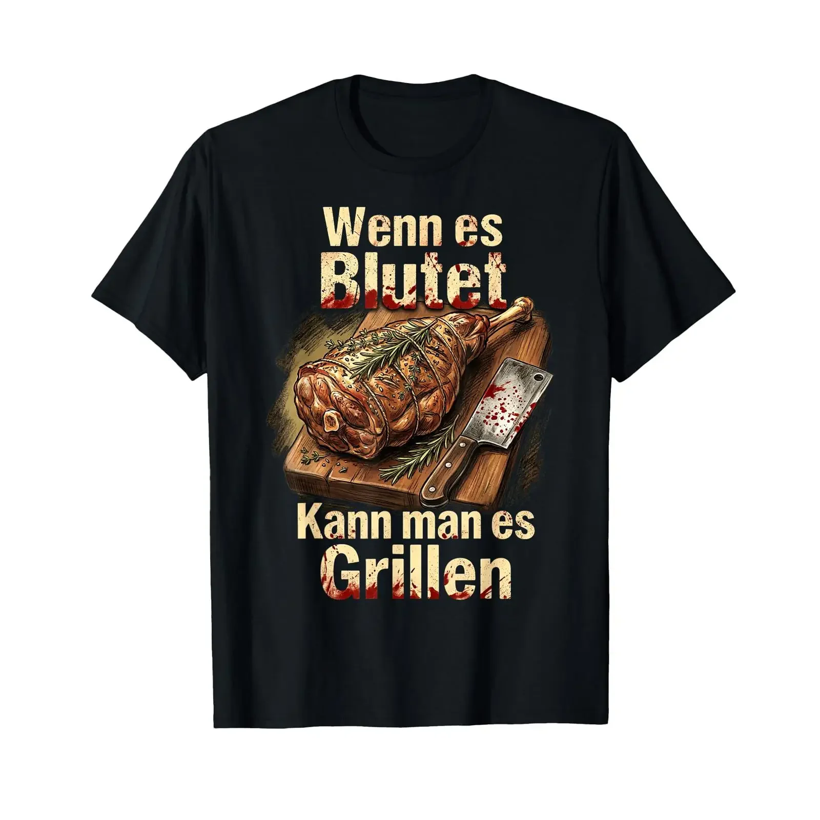 If it bleeds you can grill BBQ Griller Slogan T Shirt vintage Washed Versatile Casual Top For Everyday Wear Soft graphic