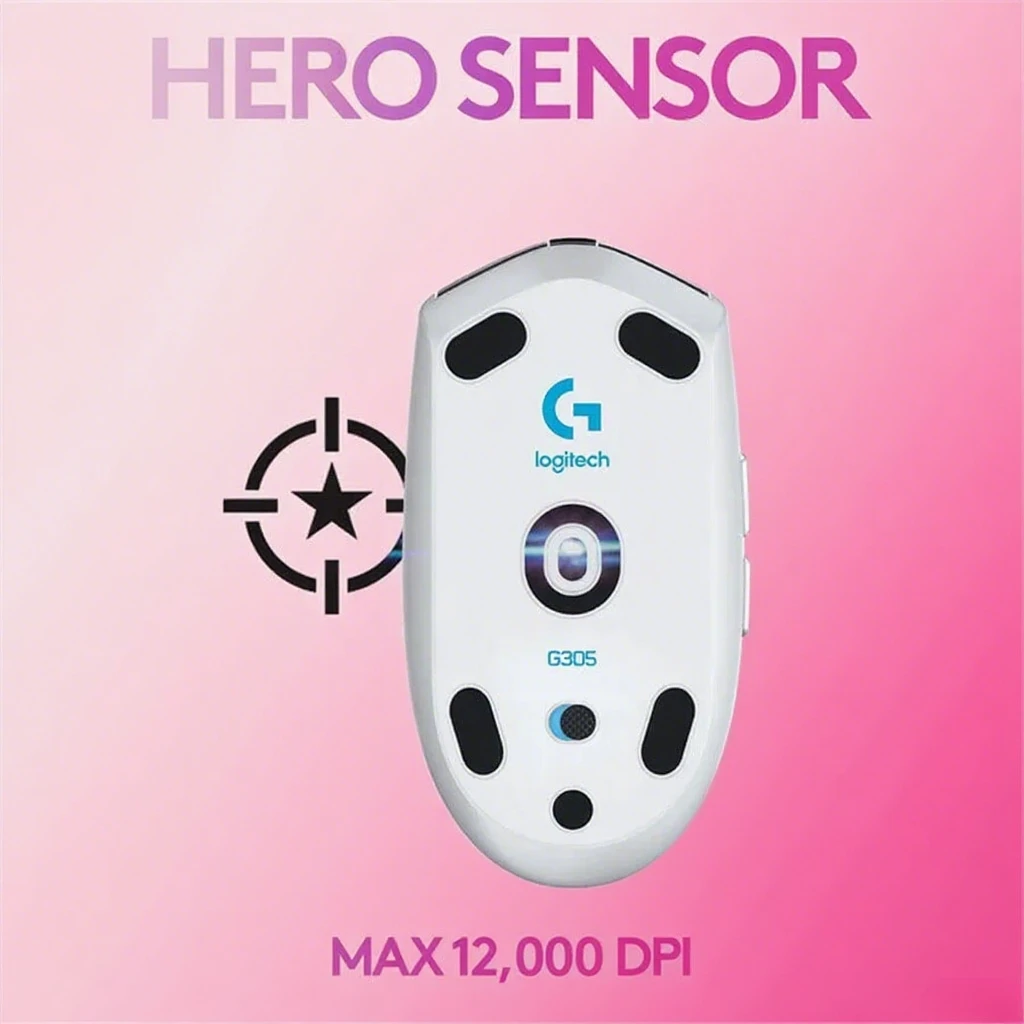 Logitech G304/G305 HERO Sensor Elegancka konstrukcja Wysokowydajna bezprzewodowa mysz z regulacją 200–12000 DPI dla komputera PC i laptopa