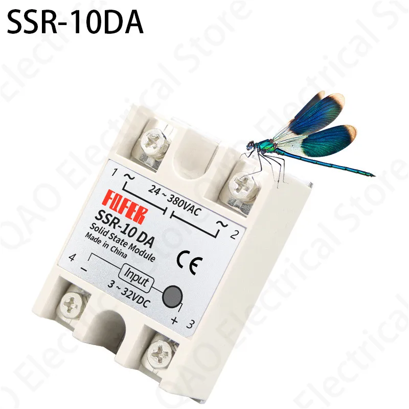 1pcs SSR-10DA 10A Solid State Relay Module 3-32V DC Input 24-380VAC