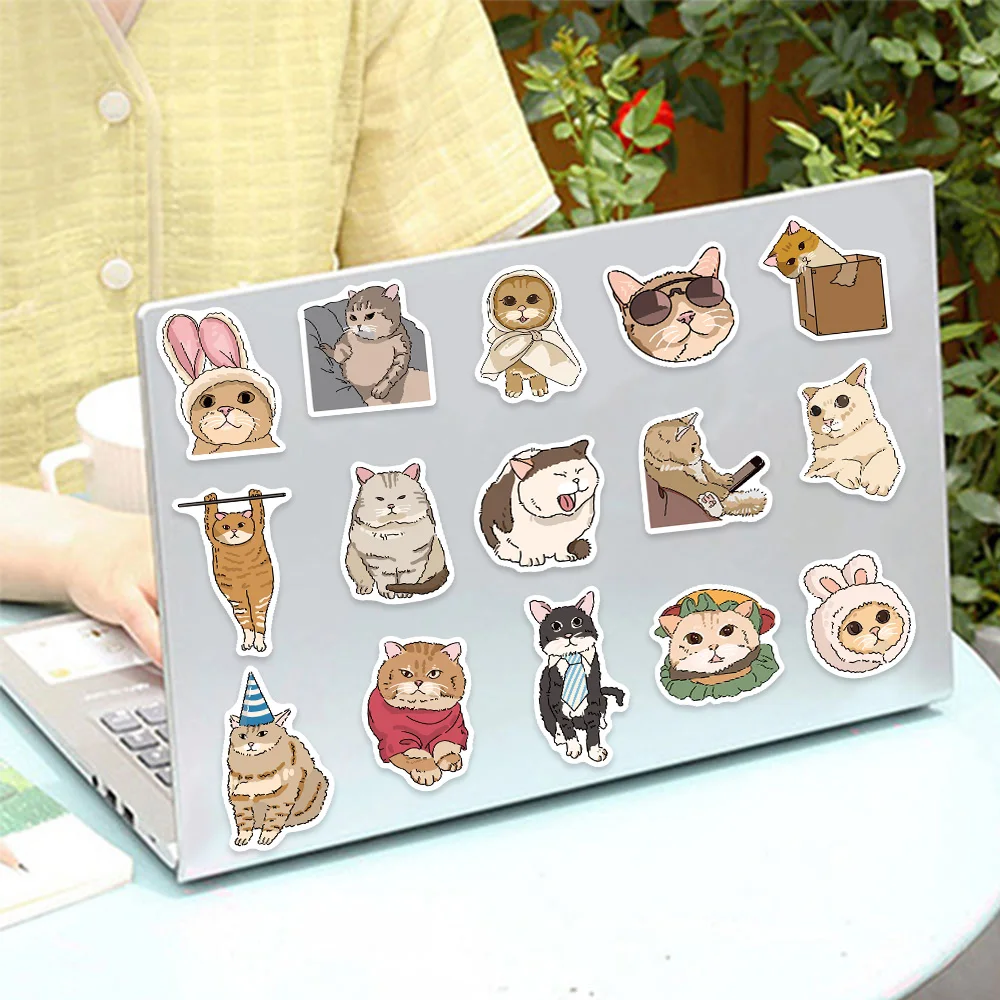50 pezzi adesivi decorativi simpatico e divertente gatto re adesivi per album fatti a mano con tazza d'acqua per notebook, bagagli fai da te