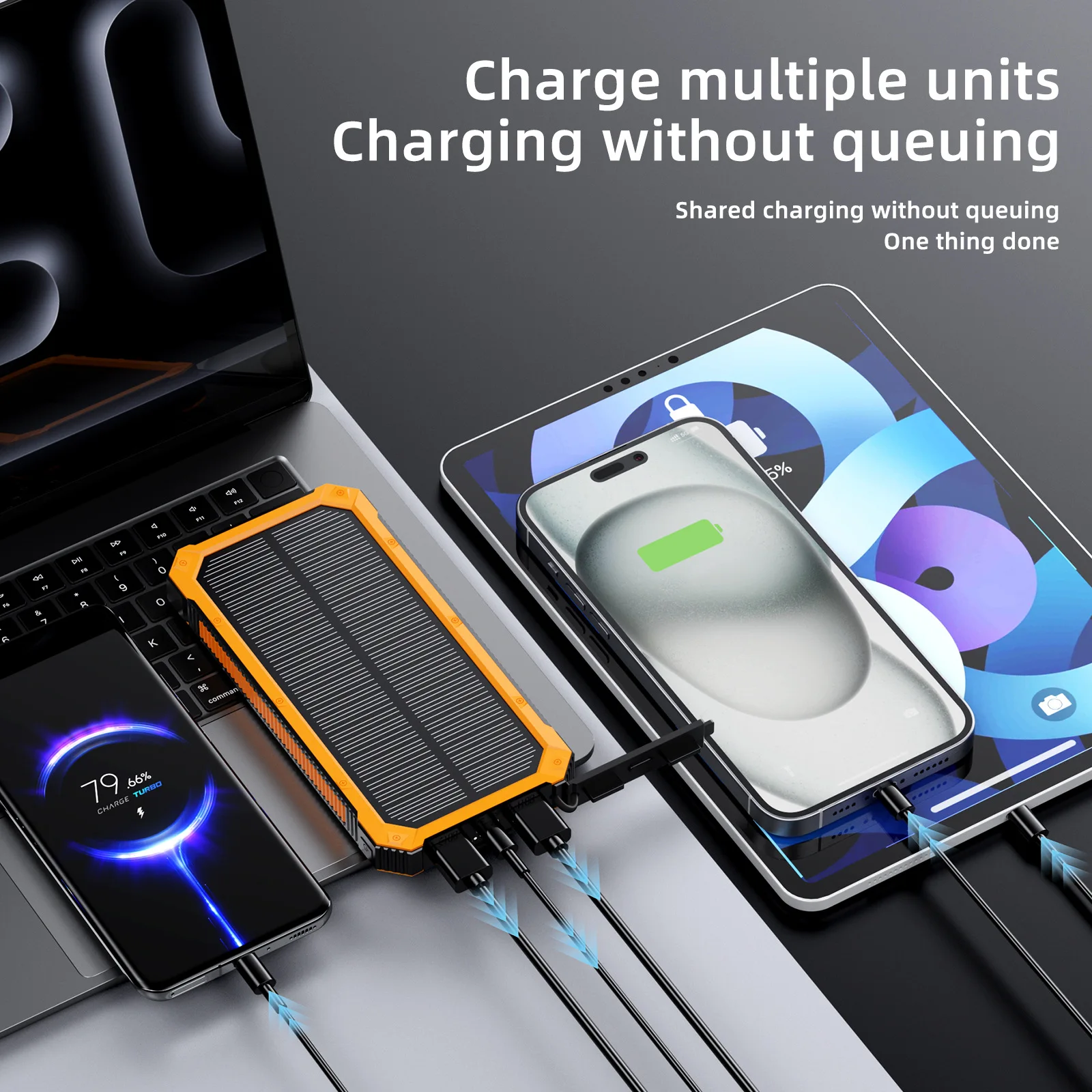 

Солнечное зарядное устройство Power Bank 20000 мАч Водонепроницаемый аварийный аккумулятор со светодиодной подсветкой для активного отдыха Кемпинг Туризм