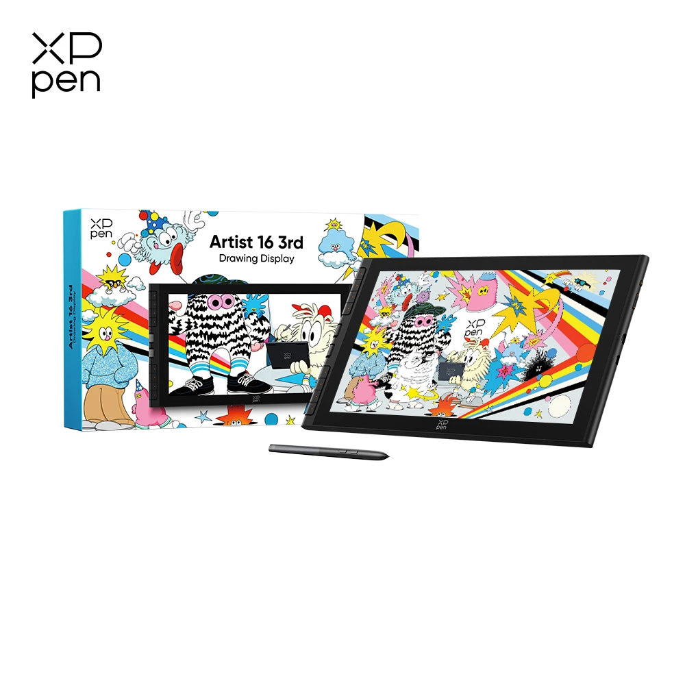XPPen Artist 16 (Gen 3) 15,4-calowy przenośny wyświetlacz do rysowania z 8 skrótami klawiszowymi, 2 pokrętłami i rysikiem X4 Smart Chip do Windows, Mac i Android