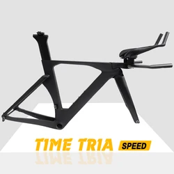 2024 New Carbon TT Bike Frame Aero Triathlon Bike Frameset Disc Brake V Brake Time Trial Frame Set Rest TT Handlebar Clip