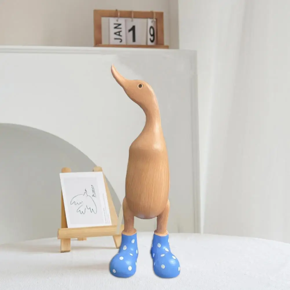 Wooden Duck Ornament Adorable Cartoon Duck Decor Charming Eco-friendly Wooden Duck Rain Boots Versatile Eye-catching Home Decor