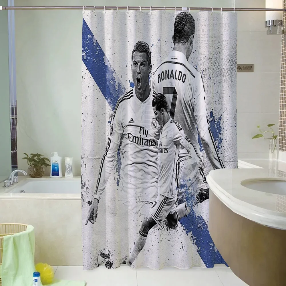 CR7 Curtains in the Bathroom Accessories Set Shower Bath Curtain for Quarto Folding Partition Bedrooms Houses Rooms Waterproof