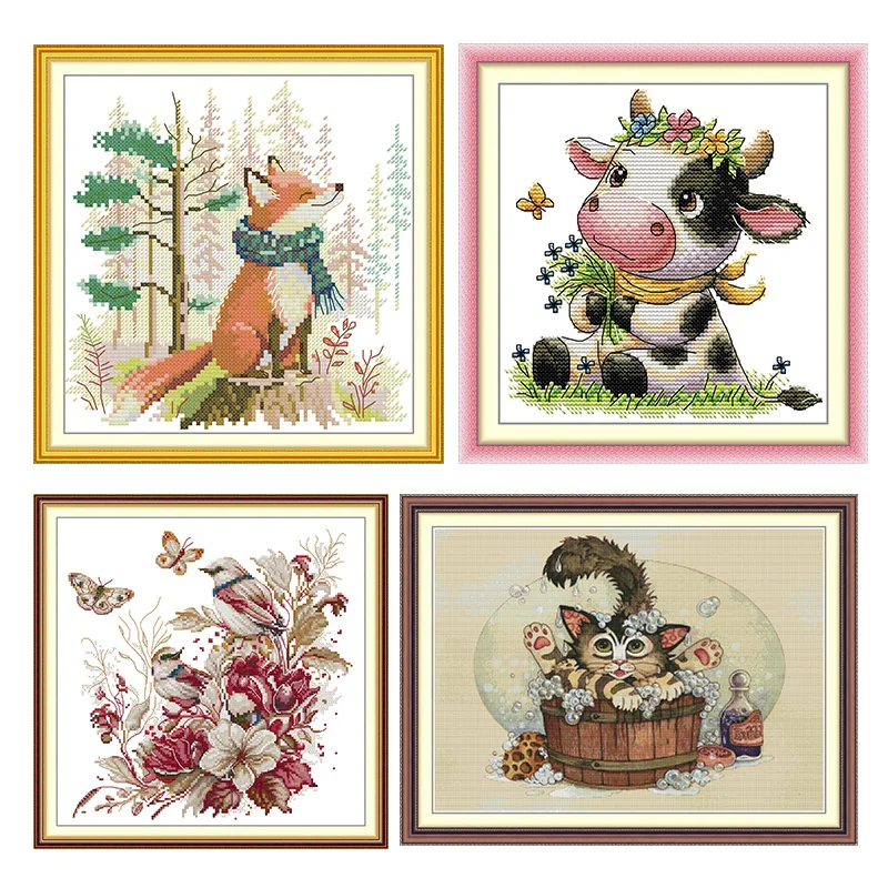 

20250411 Набор для вышивки крестом с животными, рукоделие, 16CT, 14CT, набор хлопковых ниток ручной работы, декор для комнаты, дома, прихожей, ремесла