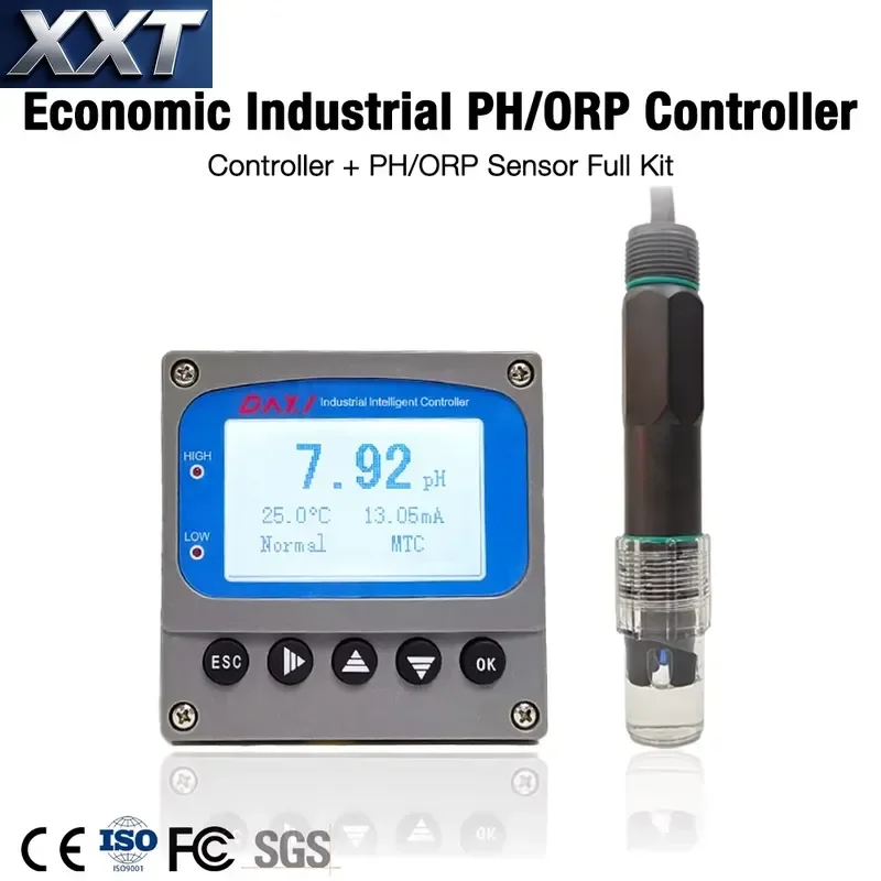 XXT Continuous pH Transmitter Process RTU Output ATC Laboratory Chemical Precision Waterproof IP65 Panel Mount