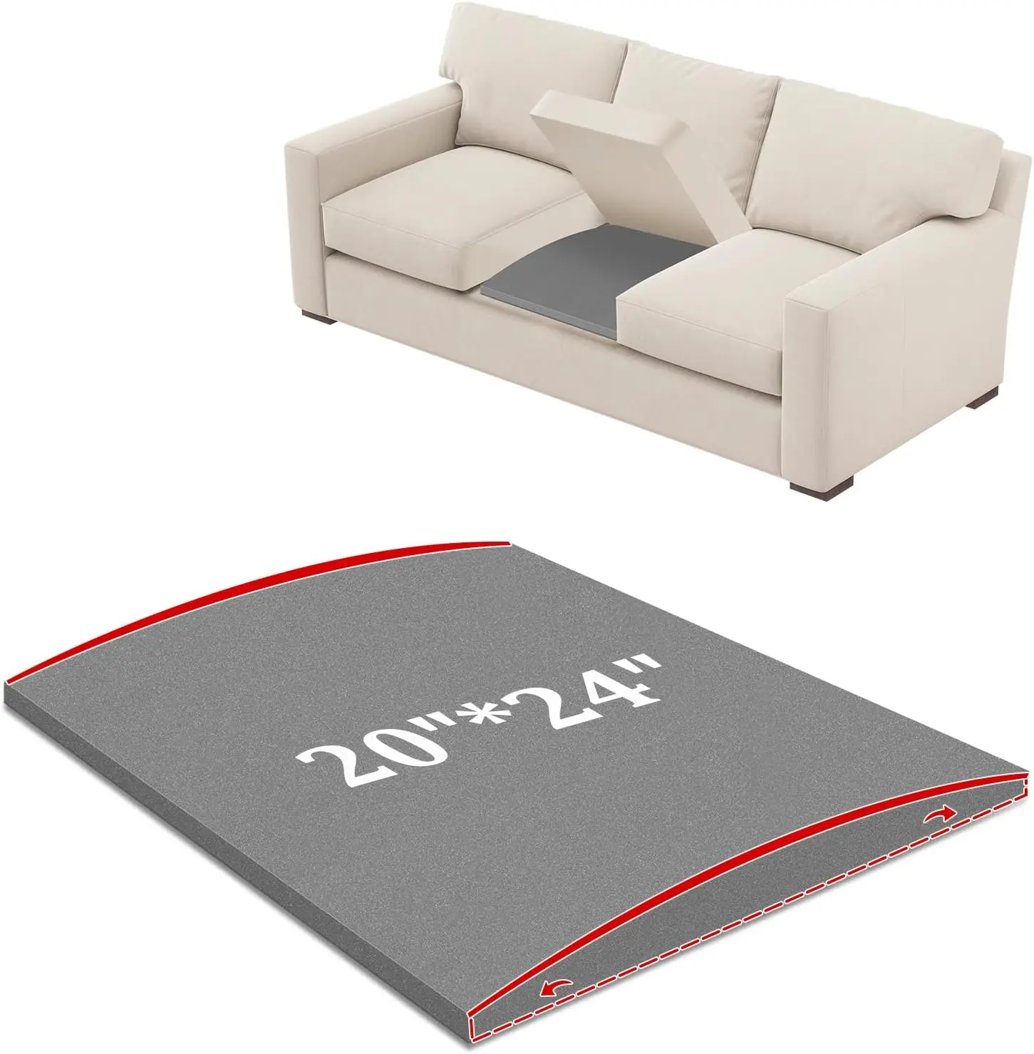 

Couch Supports for Sagging Cushions - High Density Foam 24x20x2 inch, Set of 1