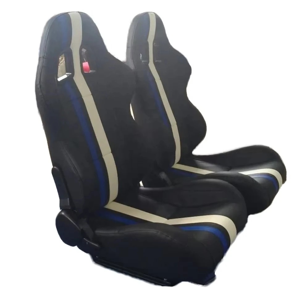 

Идеально подходящие гоночные сиденья, черно-красные с двойными полосами из ПВХ, с двойными направляющими, полностью регулируемые